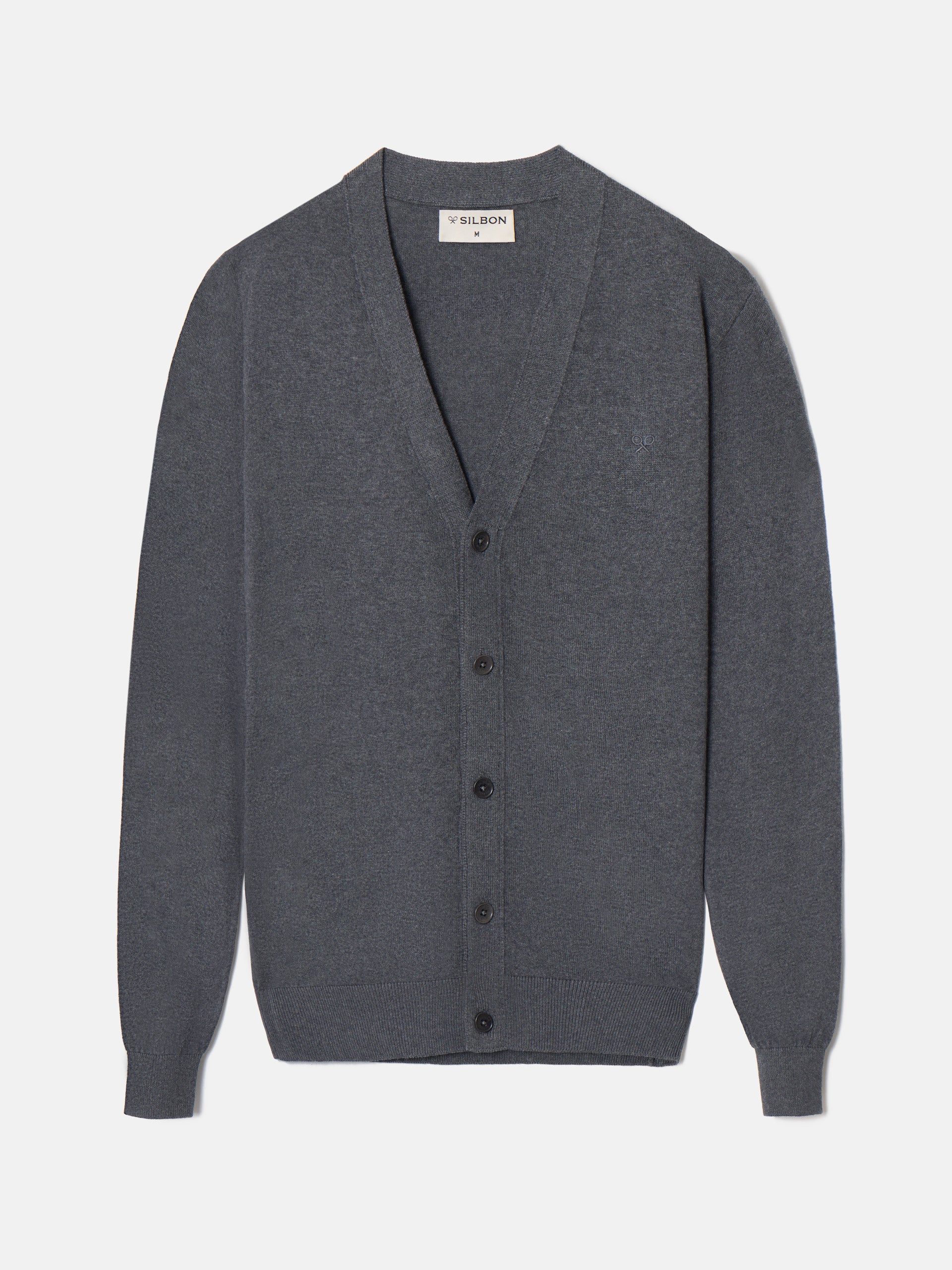 Cardigan clasico liso gris