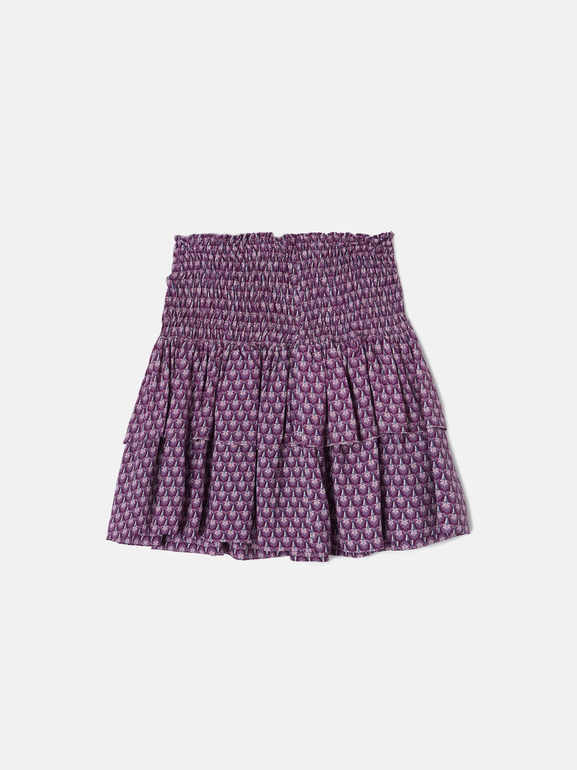 Falda mini girl volantes flores moradas