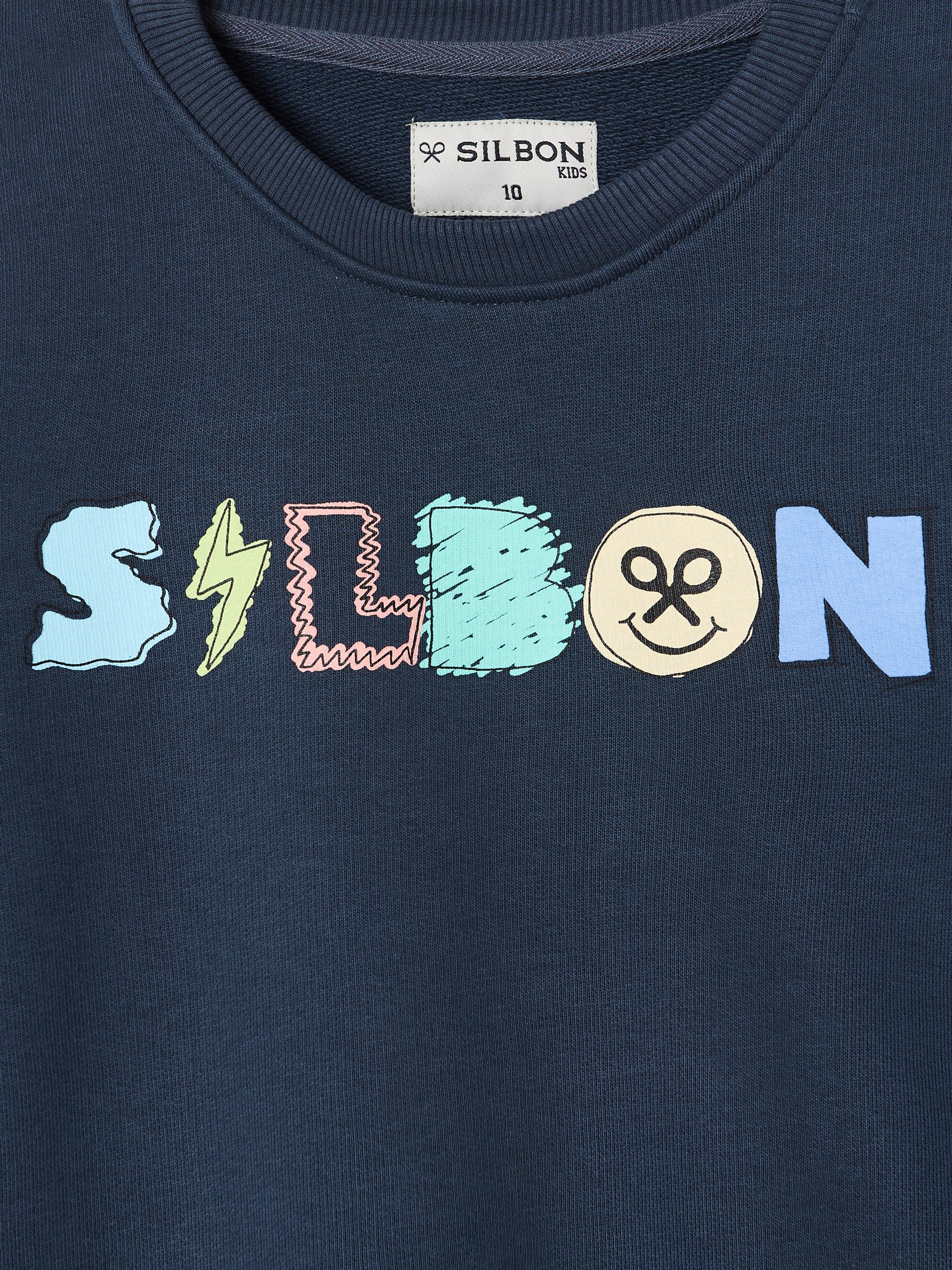 Sudadera kids letras sketch azul marino