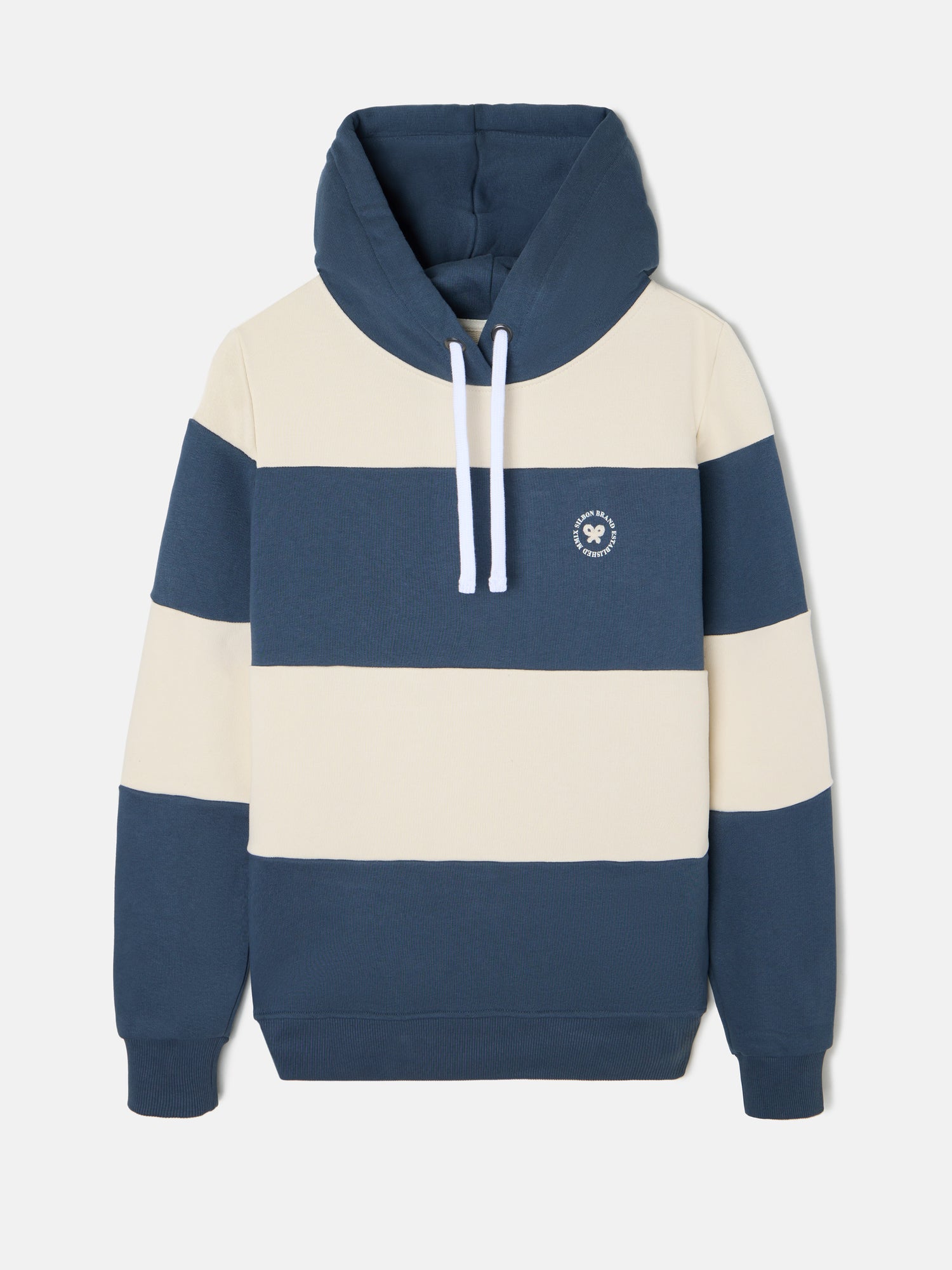 Sudadera capucha raya ancha azul marino