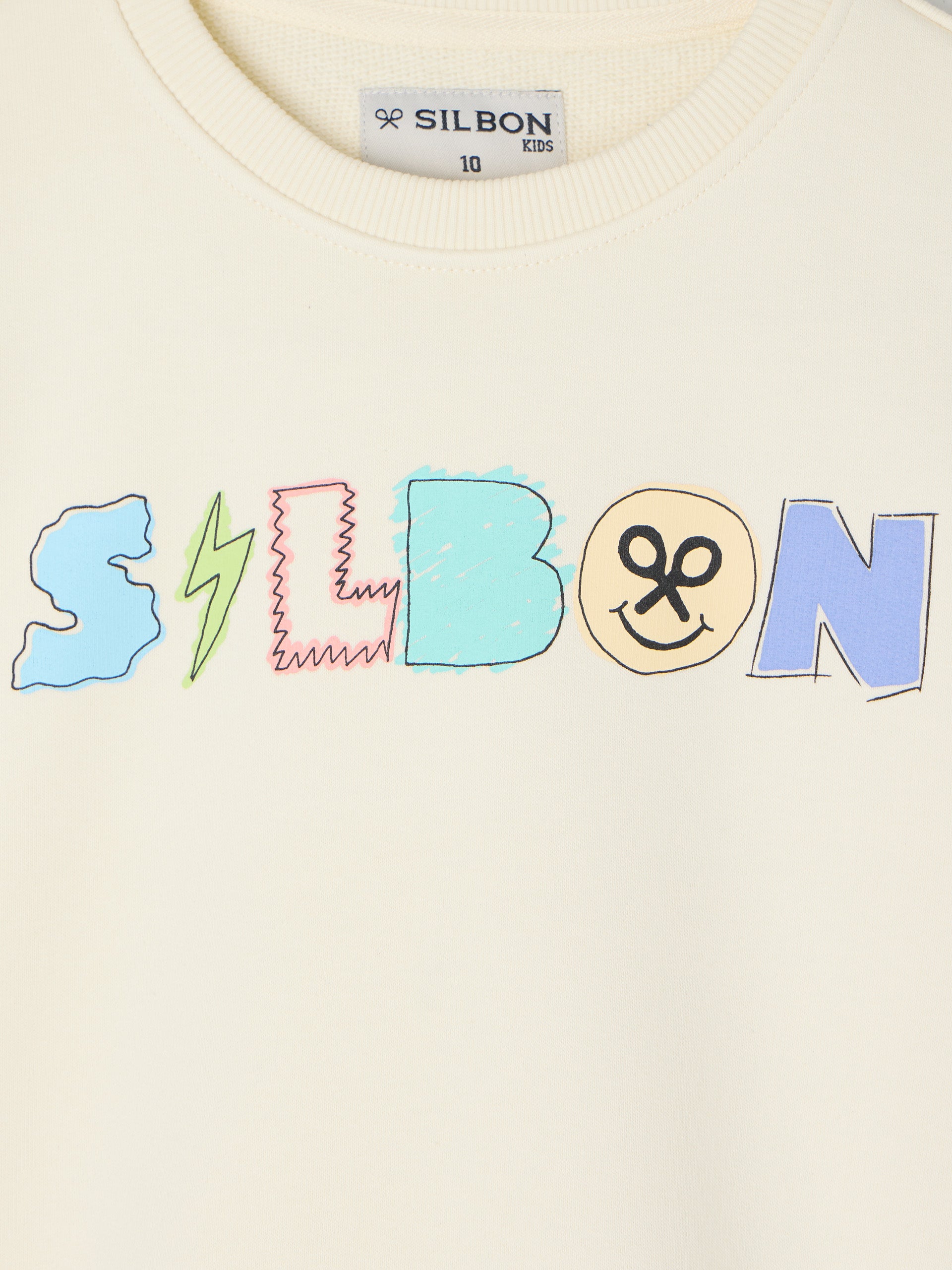 Sudadera kids letras sketch crema