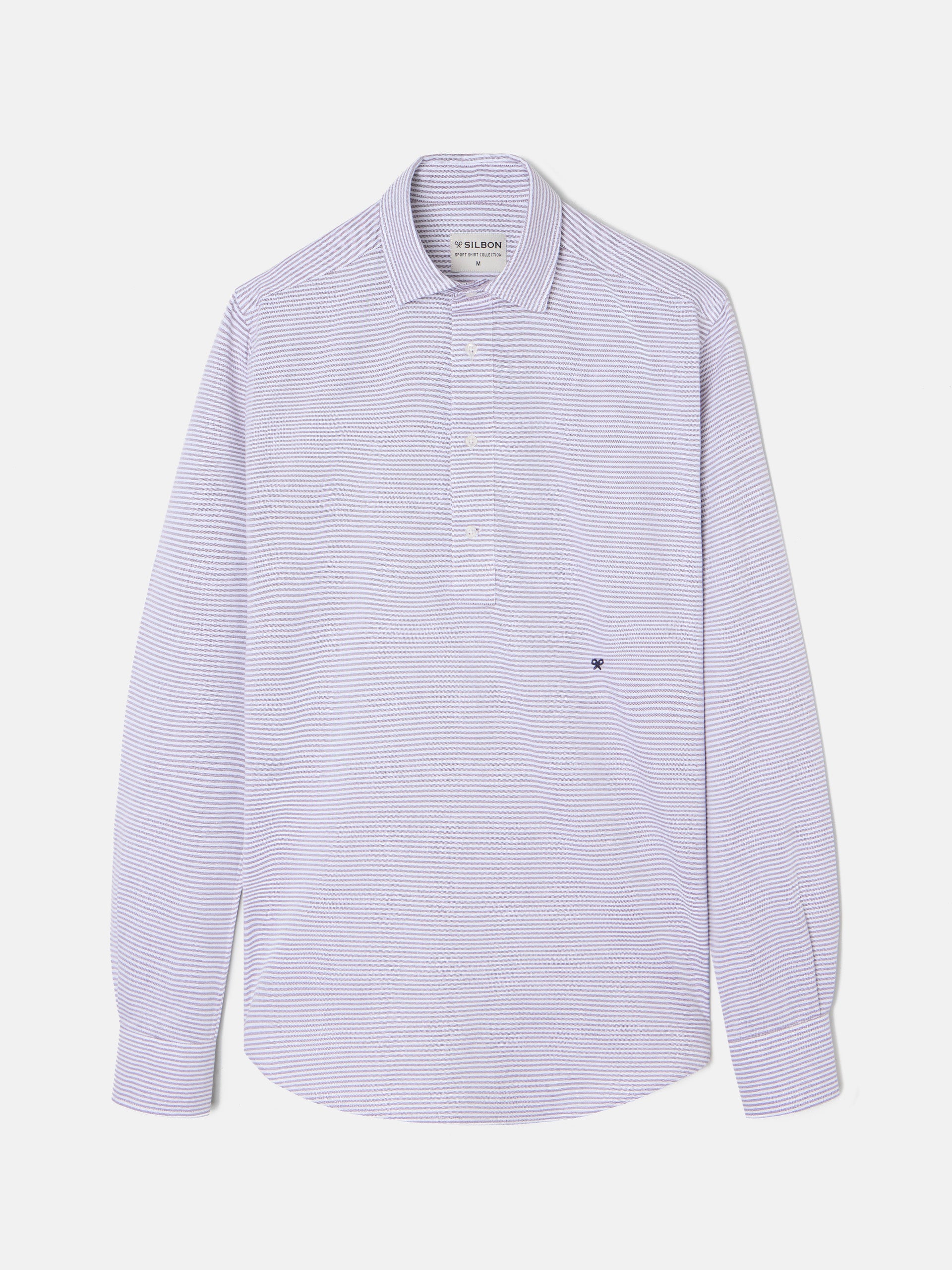 Polera sport oxford raya horizontal burdeos