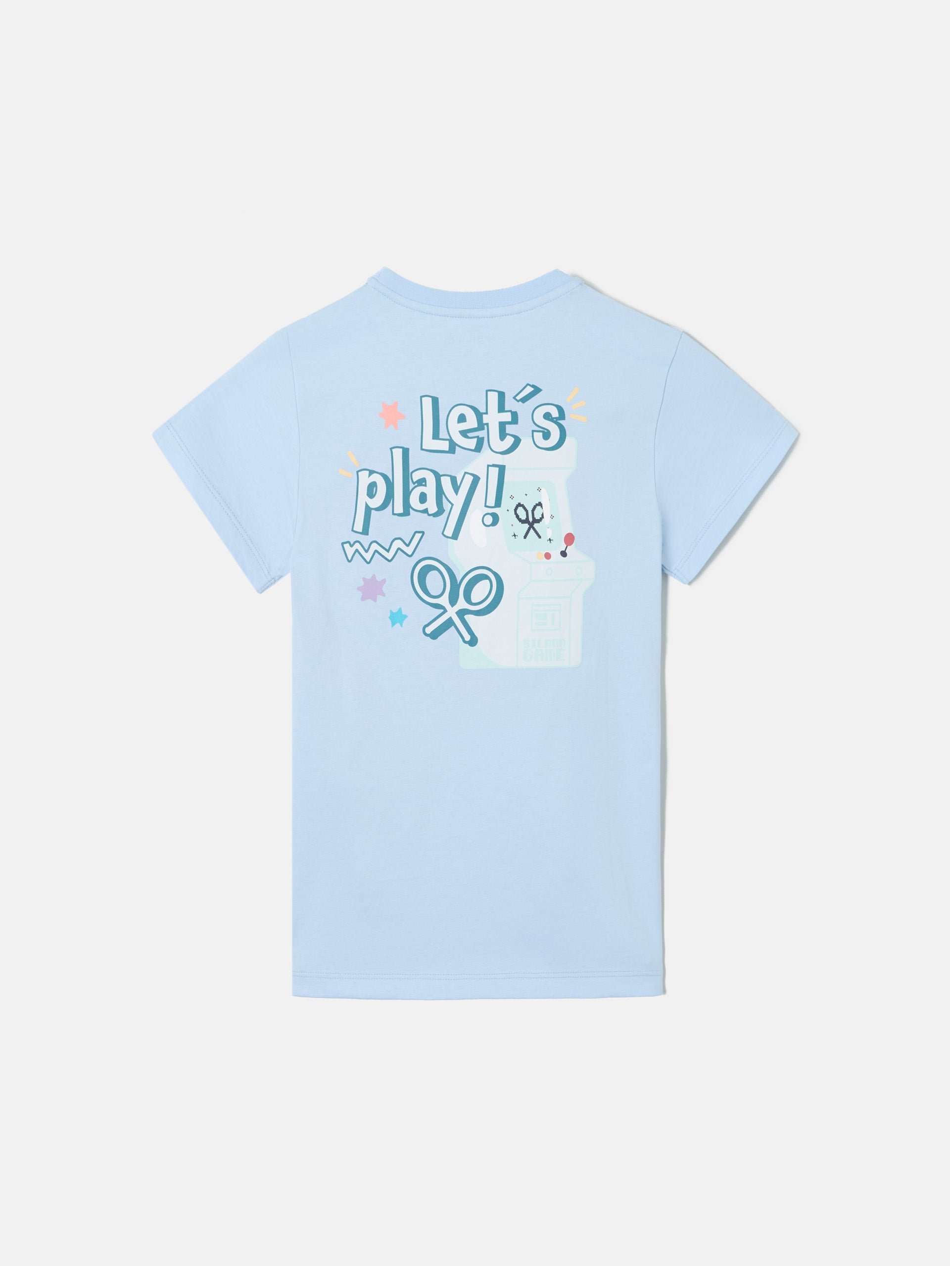 Camiseta kids let,s play azul claro