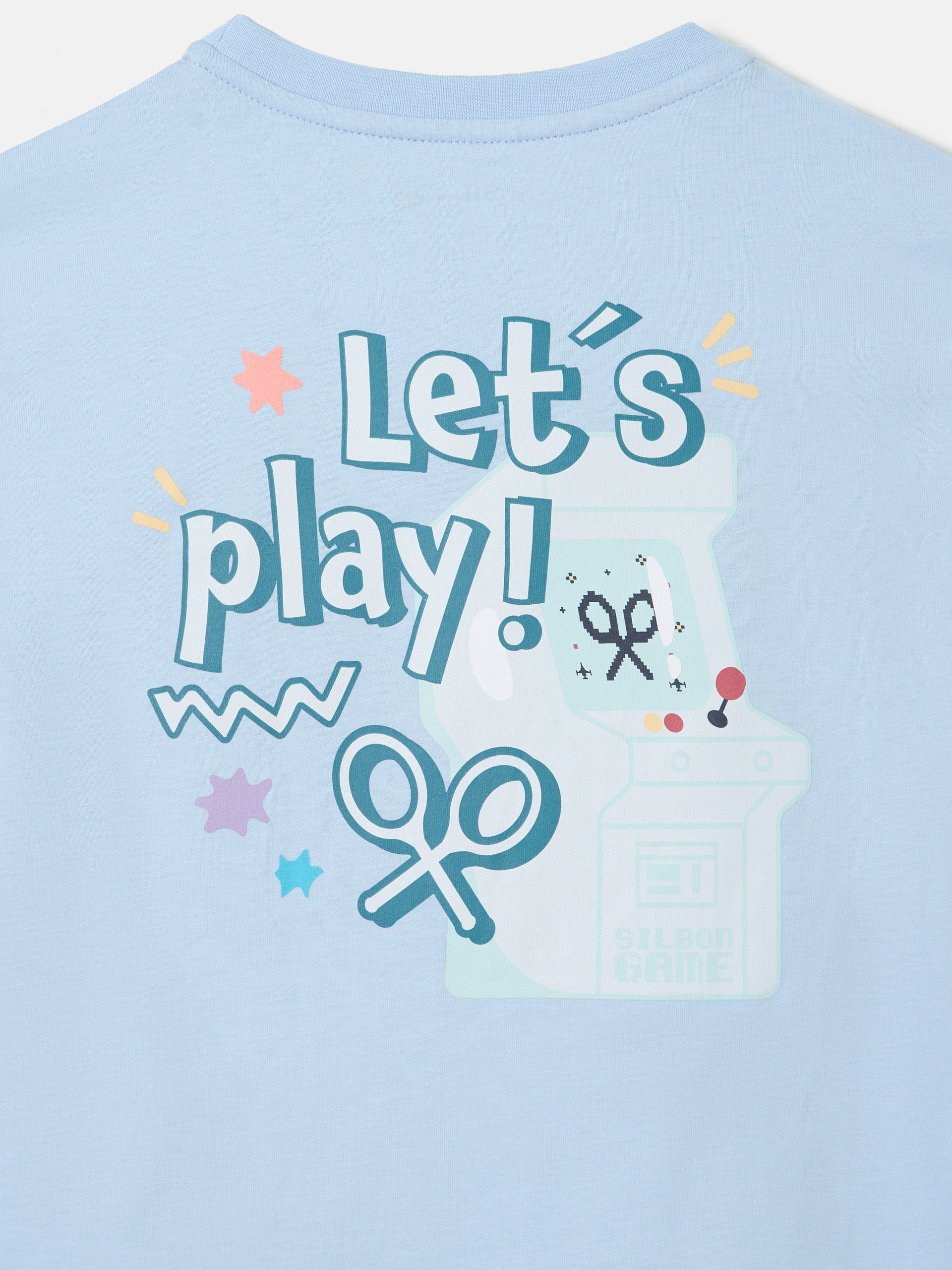 Camiseta kids let,s play azul claro