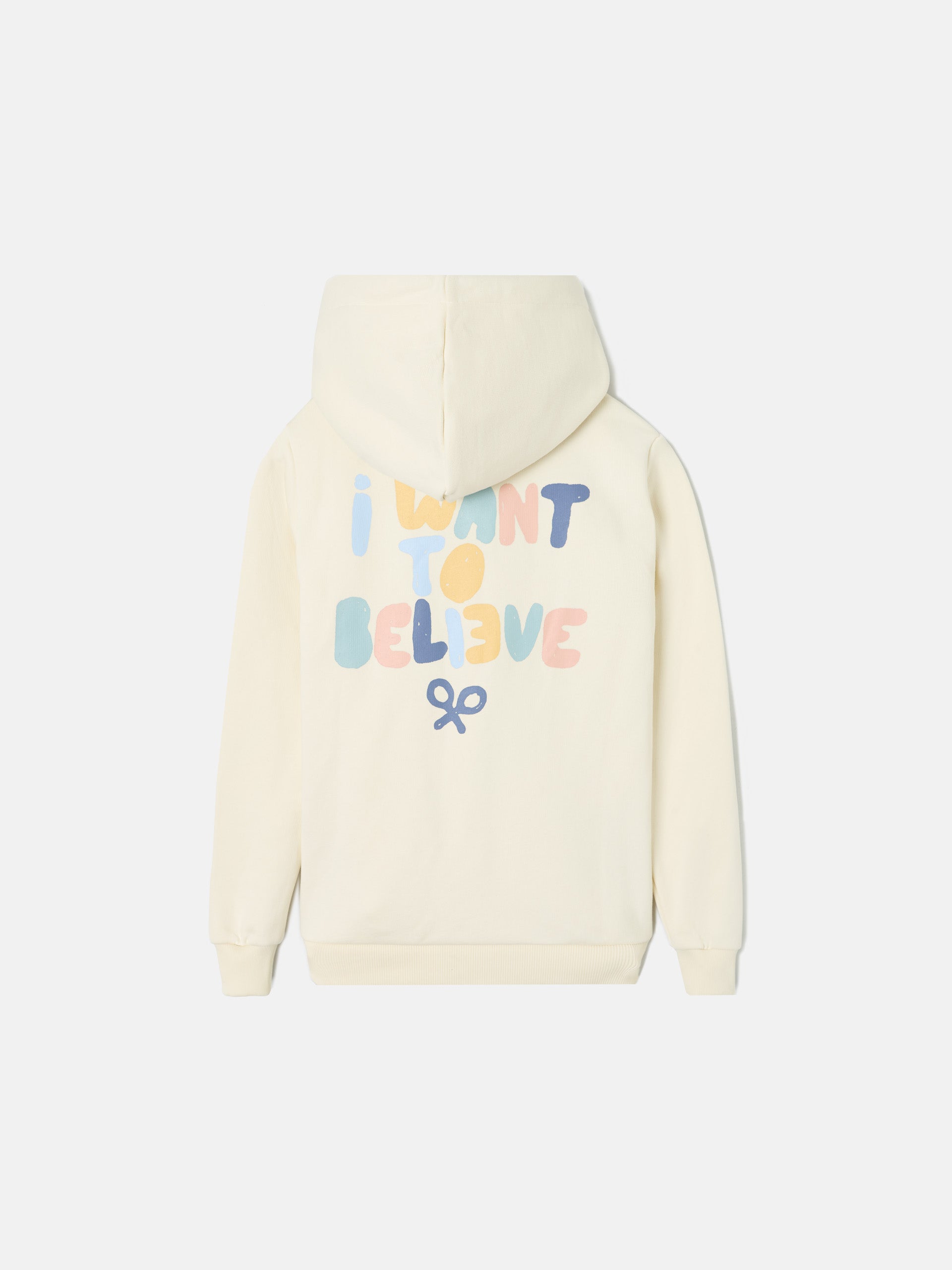 Sudadera kids capucha believe crema