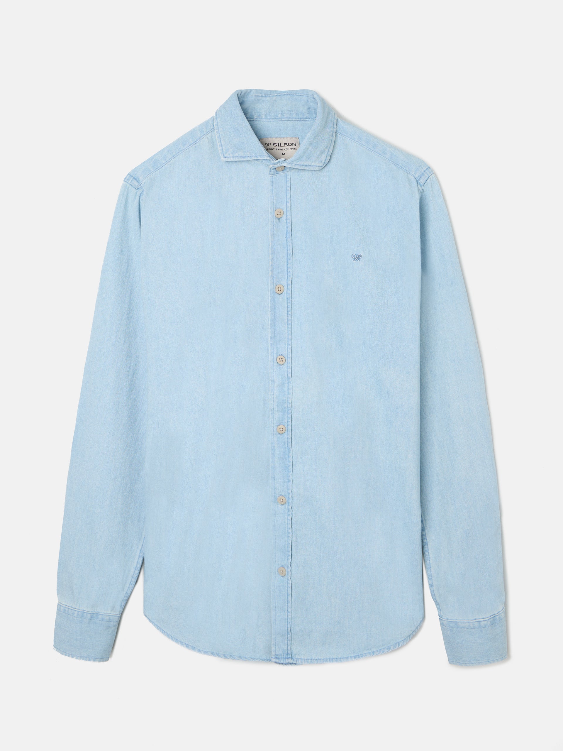 Camisa sport denim cutaway light blue