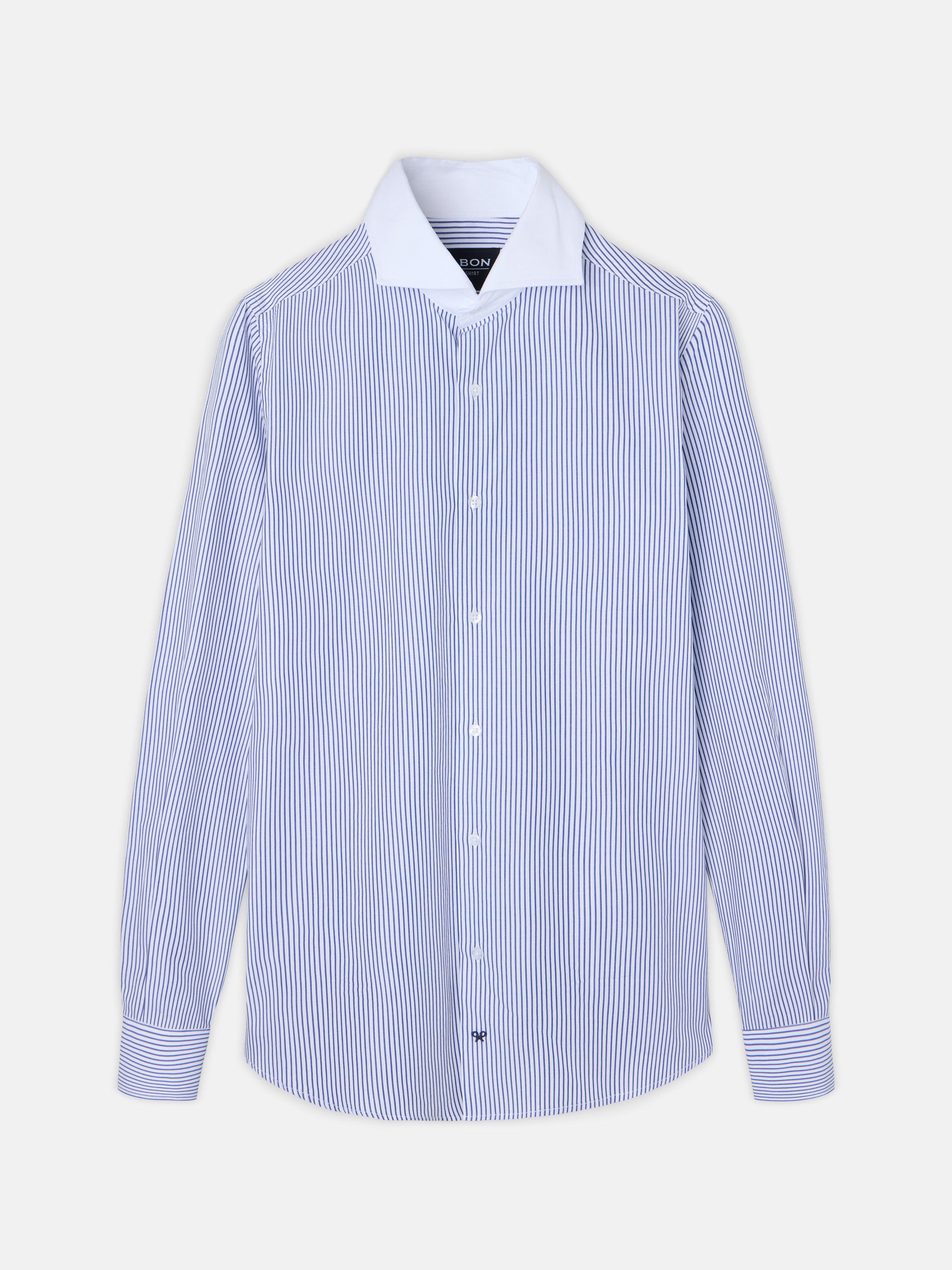 Camisa vestir silbon unique raya azul cuello blanco