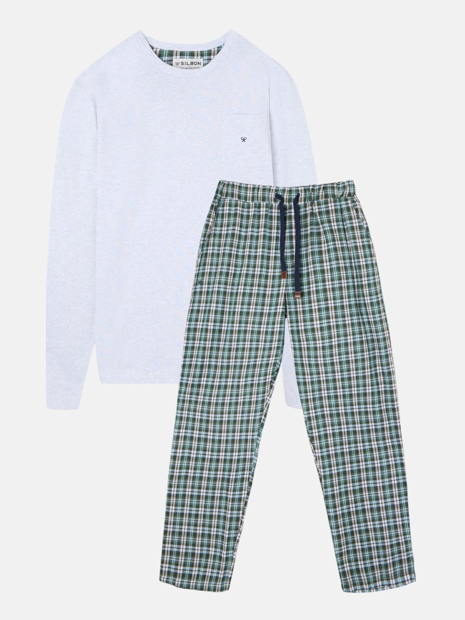 Pyjama silbon à carreaux tartan vert