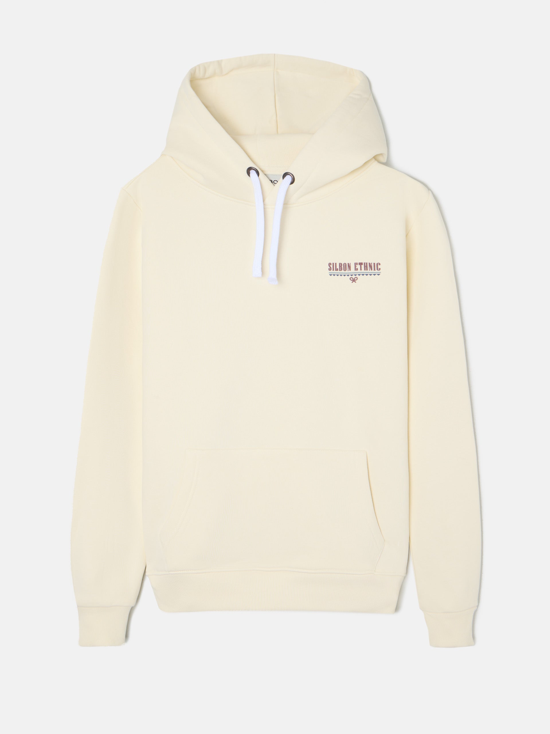 Sudadera etnica hoodie crema