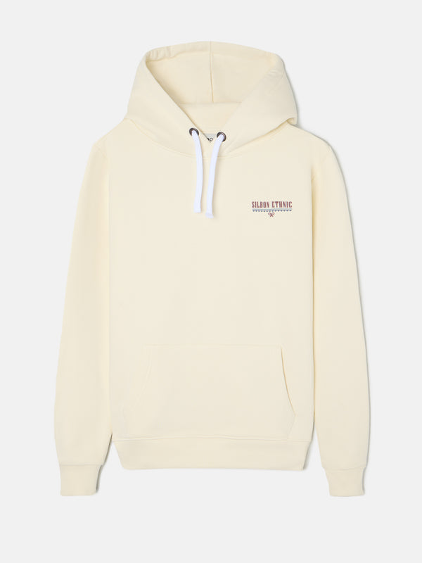 Sudadera etnica hoodie crema