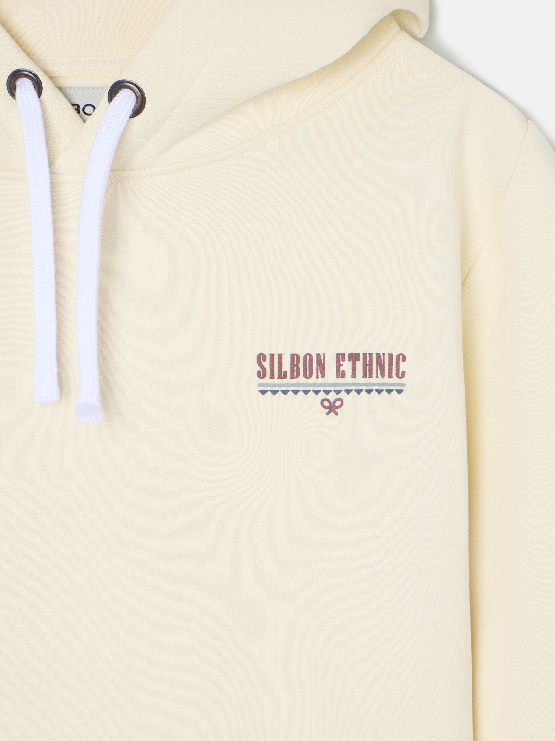 Sudadera etnica hoodie crema