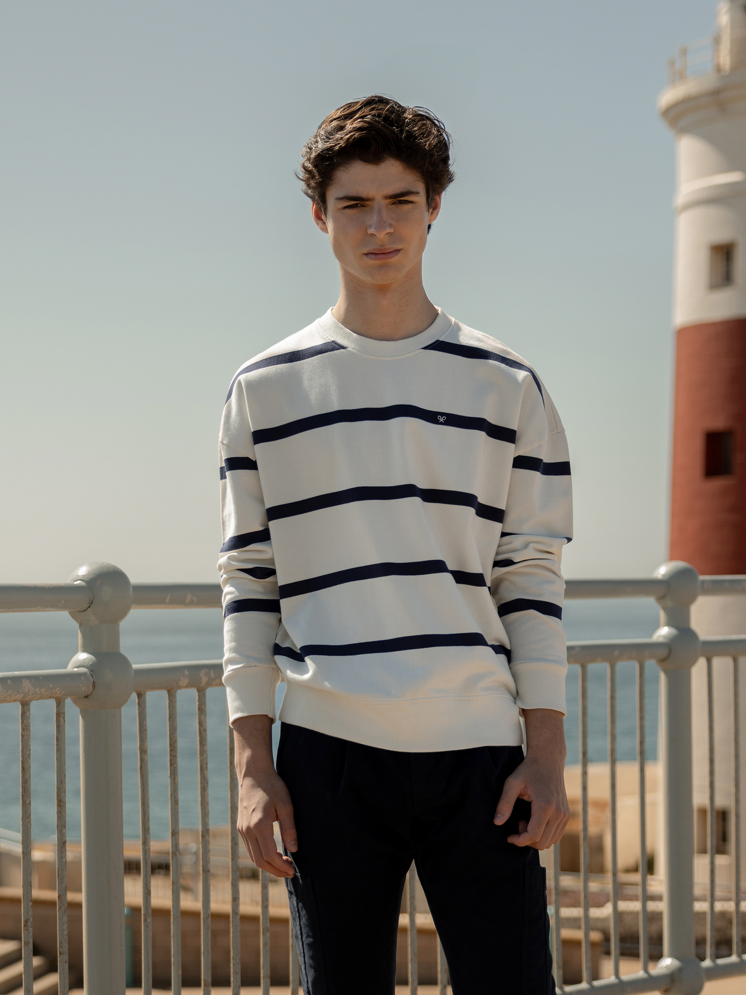 Blue nautical striped sweatshirt