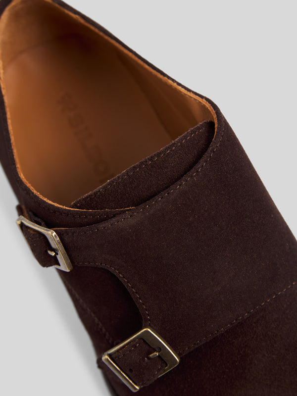 Zapato vestir monkstrap ante marron